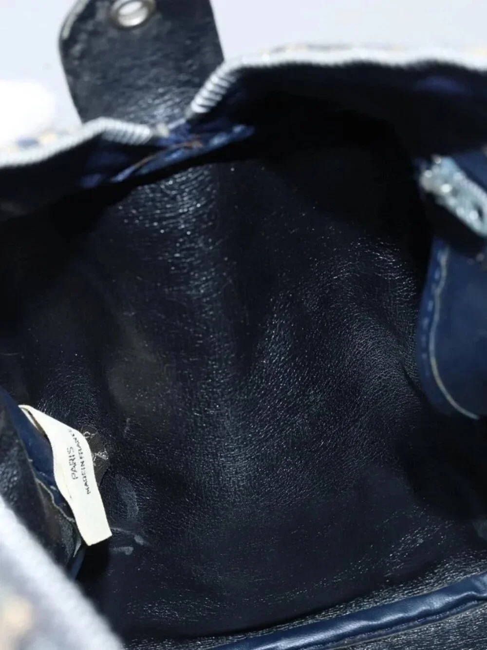 Christian Dior Trotter Canvas Boston Bag Navy Silver Auth ARZ339 - Picture 11 of 16